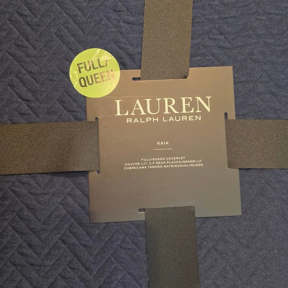 Lauren Ralph Lauren Kaia Coverlet Navy Blue Herringbone Quilted Full Queen